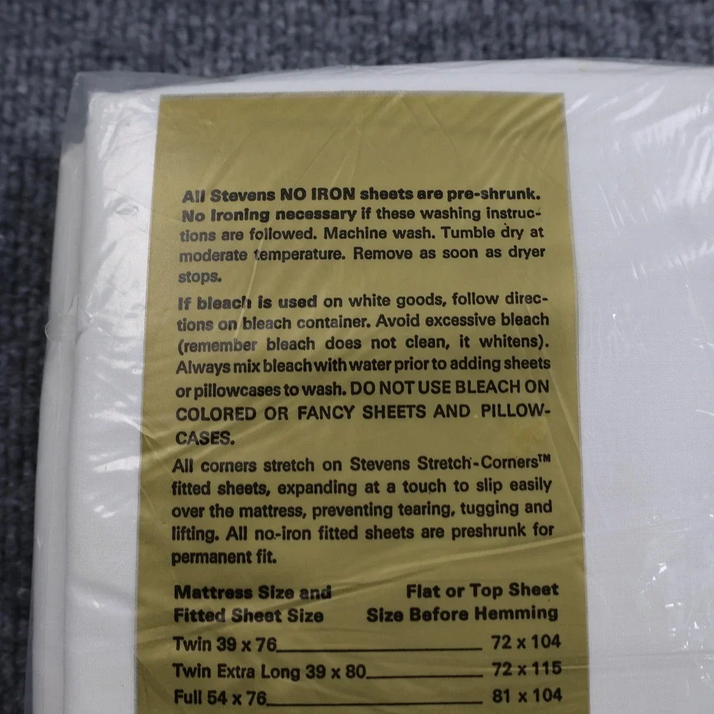 Vintage Stevens Utica Full Fitted Sheet 54x76 No‎ Iron Percale White USA Cotton